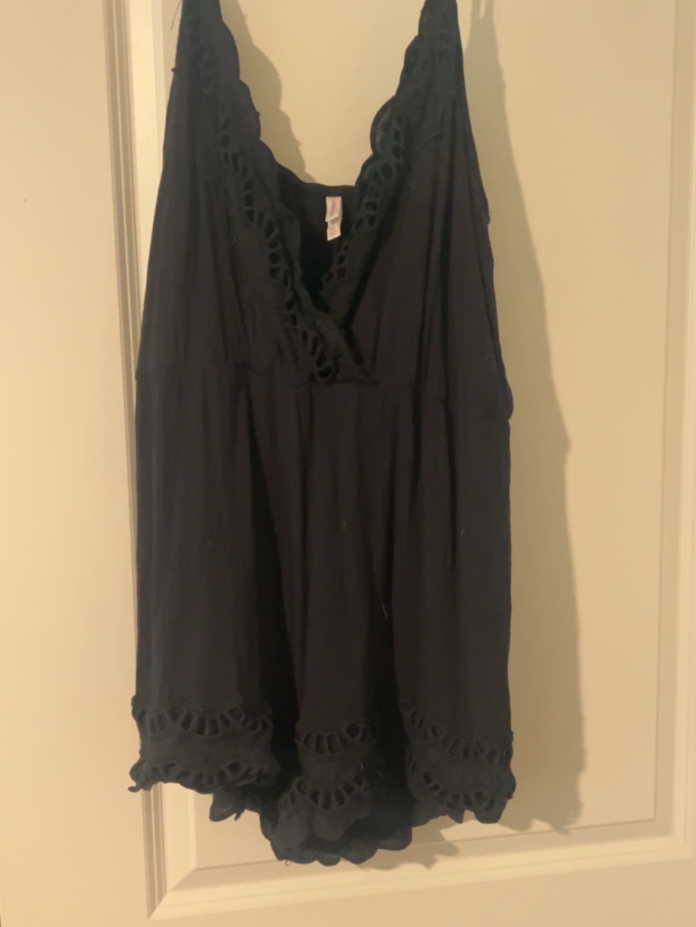 Xhilaration Black Crochet-Trim Romper